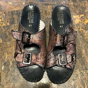 La Plume Black Leather Sandal Size (10.5) 41 Leather Made In Italy